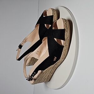 Viscata Llansa Canvas Espadrille Sandal Wedges Open Toe Slingback Spain Black 41
